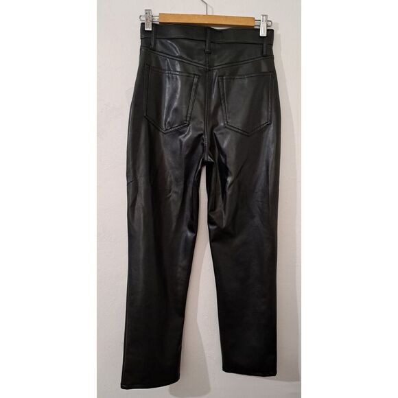 Abercrombie & Fitch womens Sz 26 black Vegan Leather winter pants Ultra Hi Rise - Picture 5 of 8